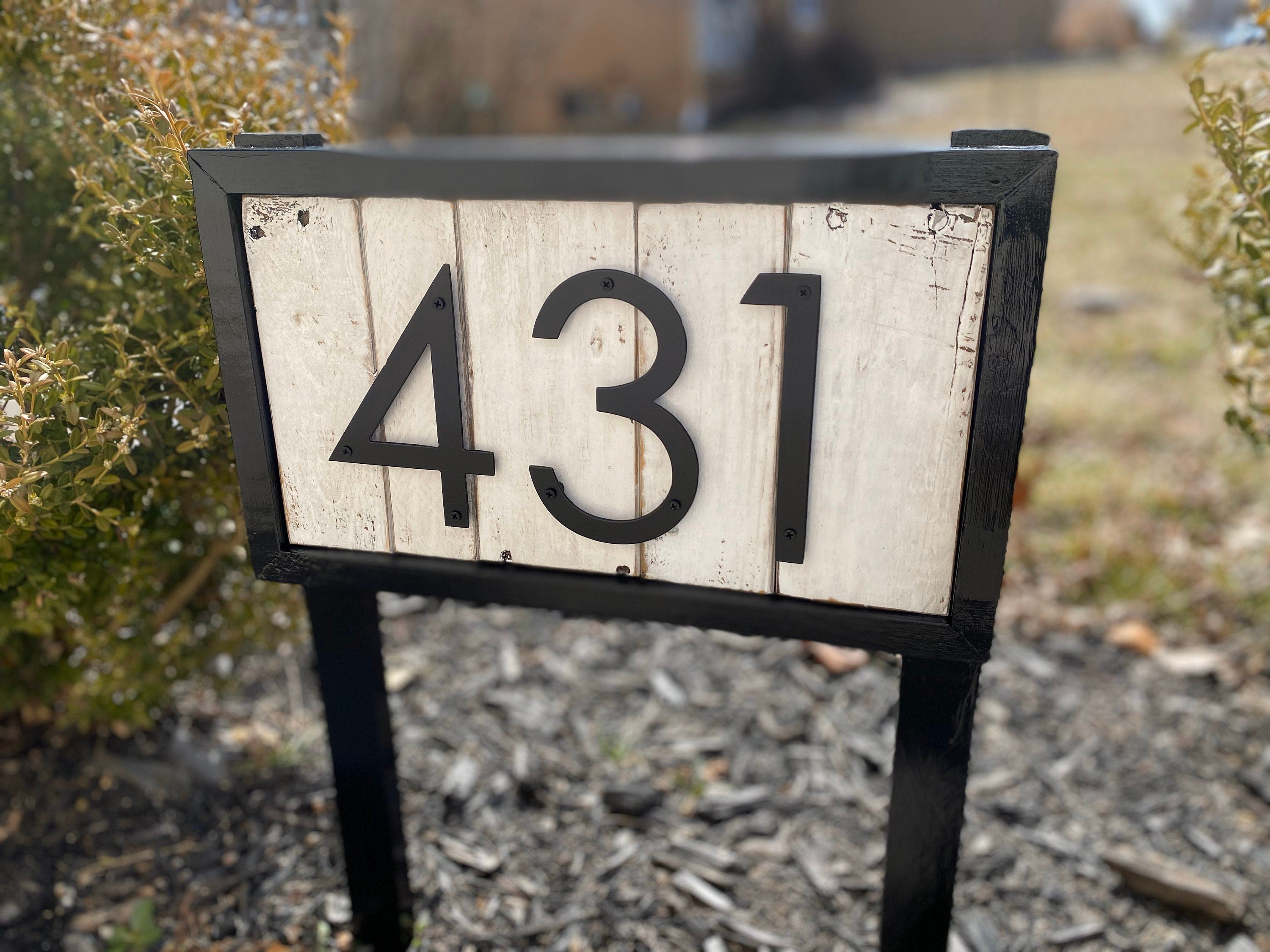Wood Address Sign Metal number