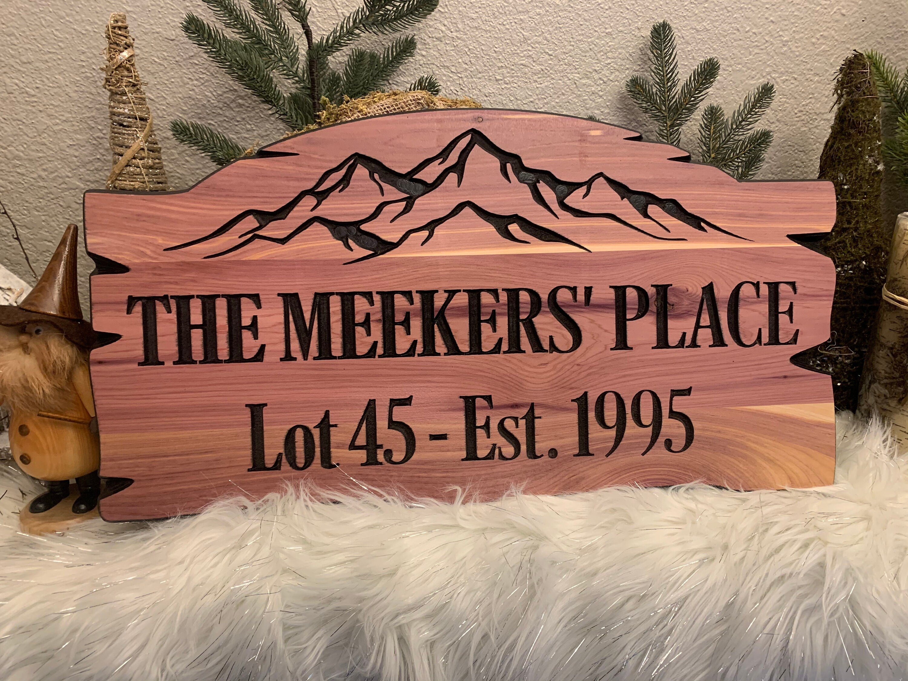 Address Mountains Family Name Cabin Wooden Sign