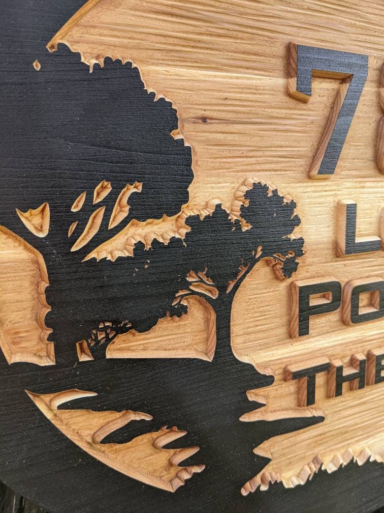 Last name address carved wooden sign