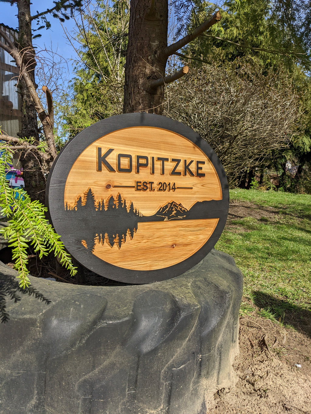 Personalized Exterior Family name sign engraved