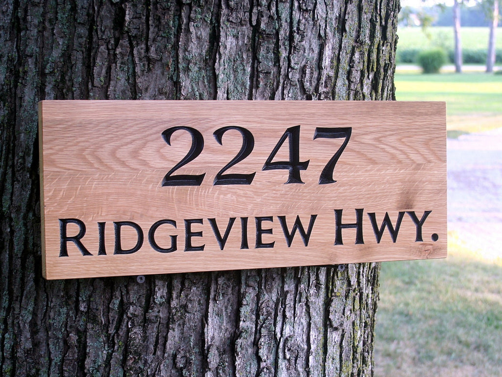 Custom Carved Outdoor Wooden Address Sign