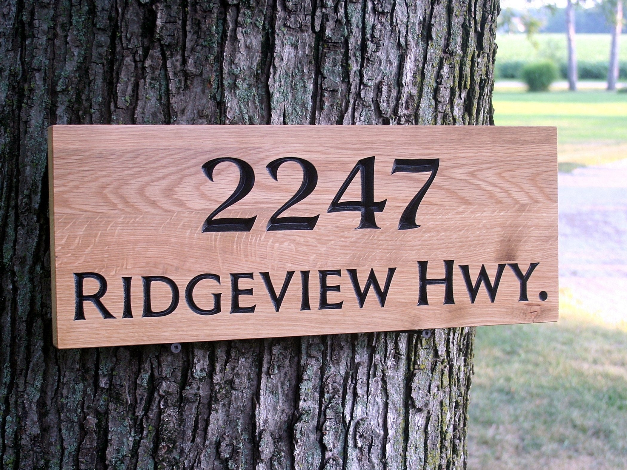 Custom Carved Outdoor Wooden Address Sign