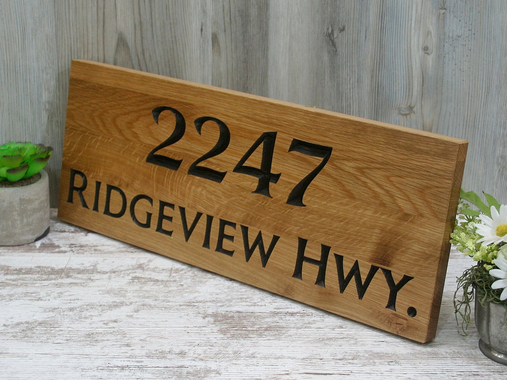 Custom Carved Outdoor Wooden Address Sign