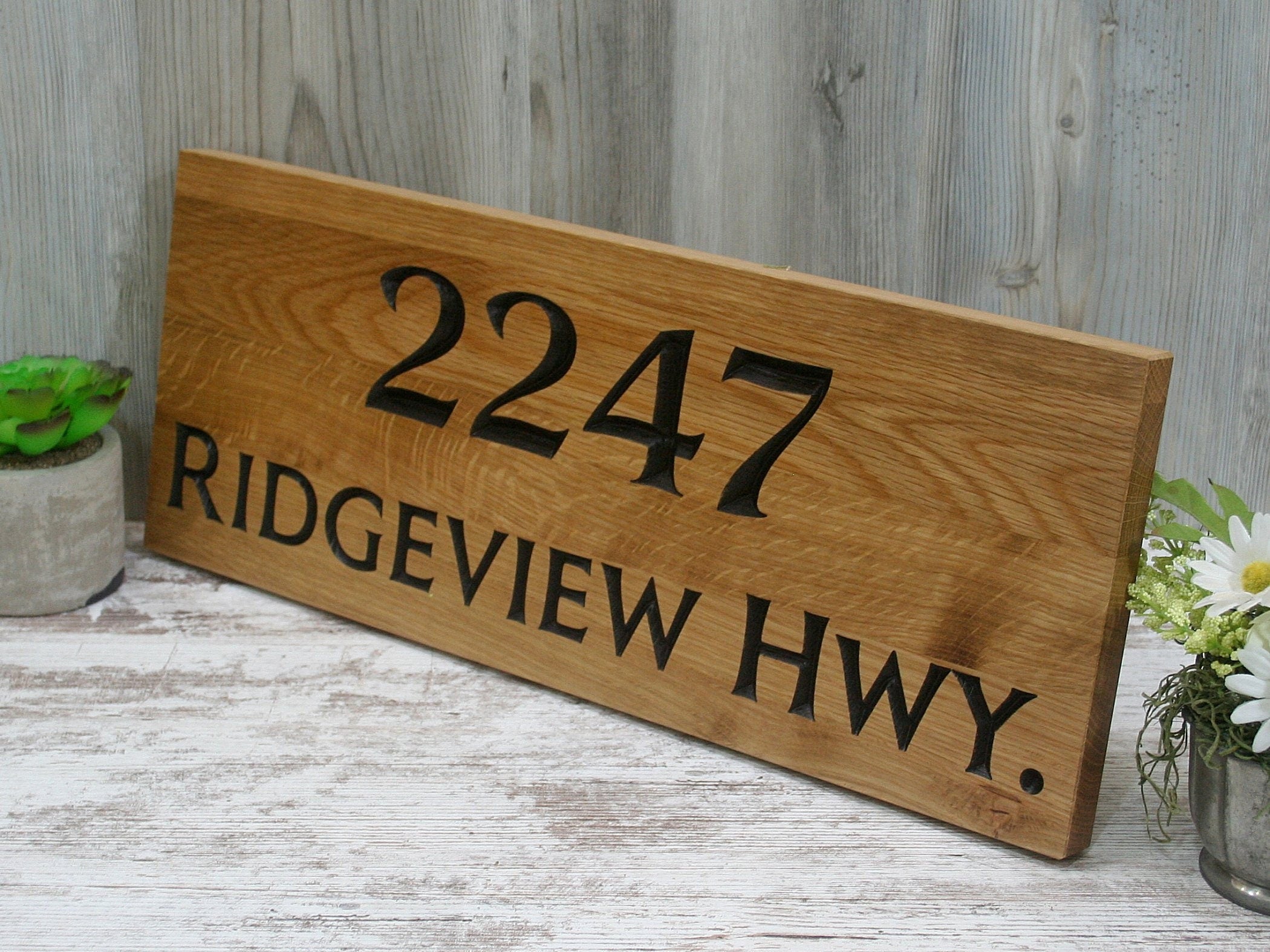 Custom Carved Outdoor Wooden Address Sign