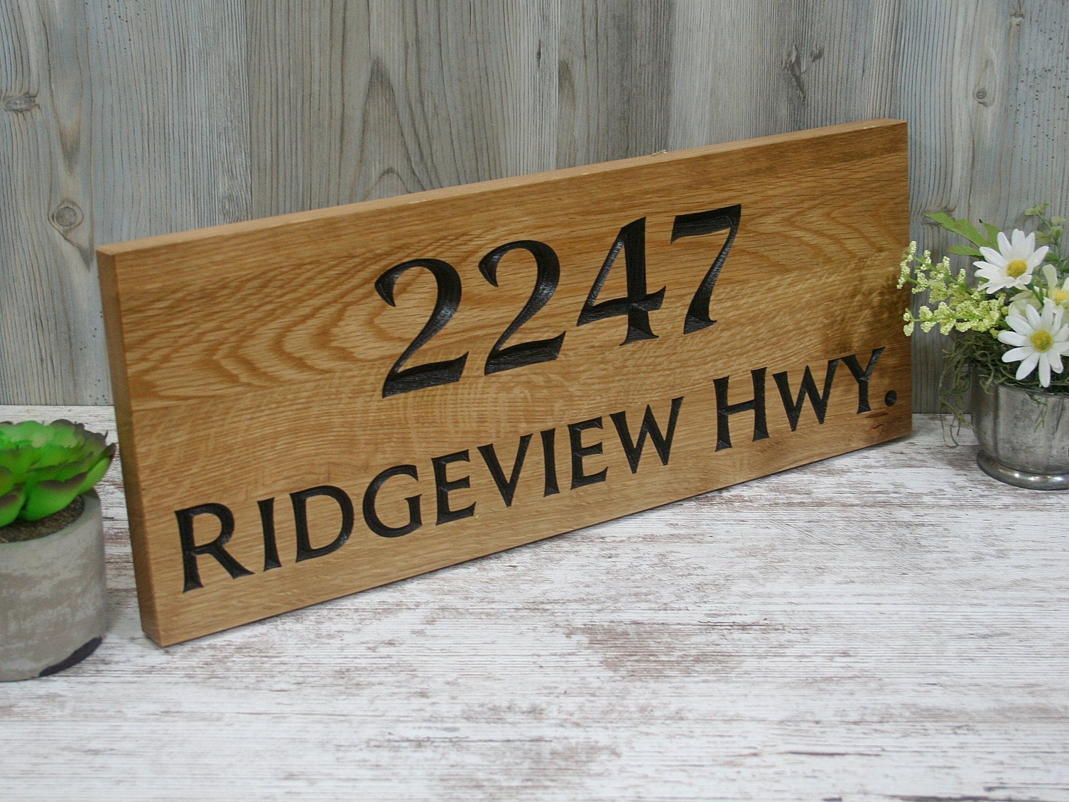 Custom Carved Outdoor Wooden Address Sign