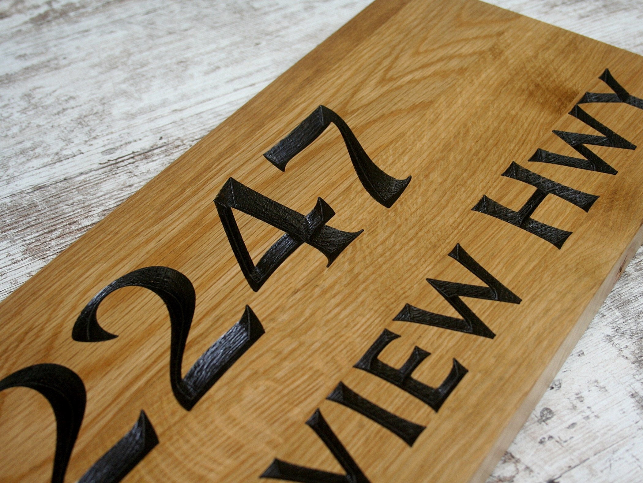 Custom Carved Outdoor Wooden Address Sign