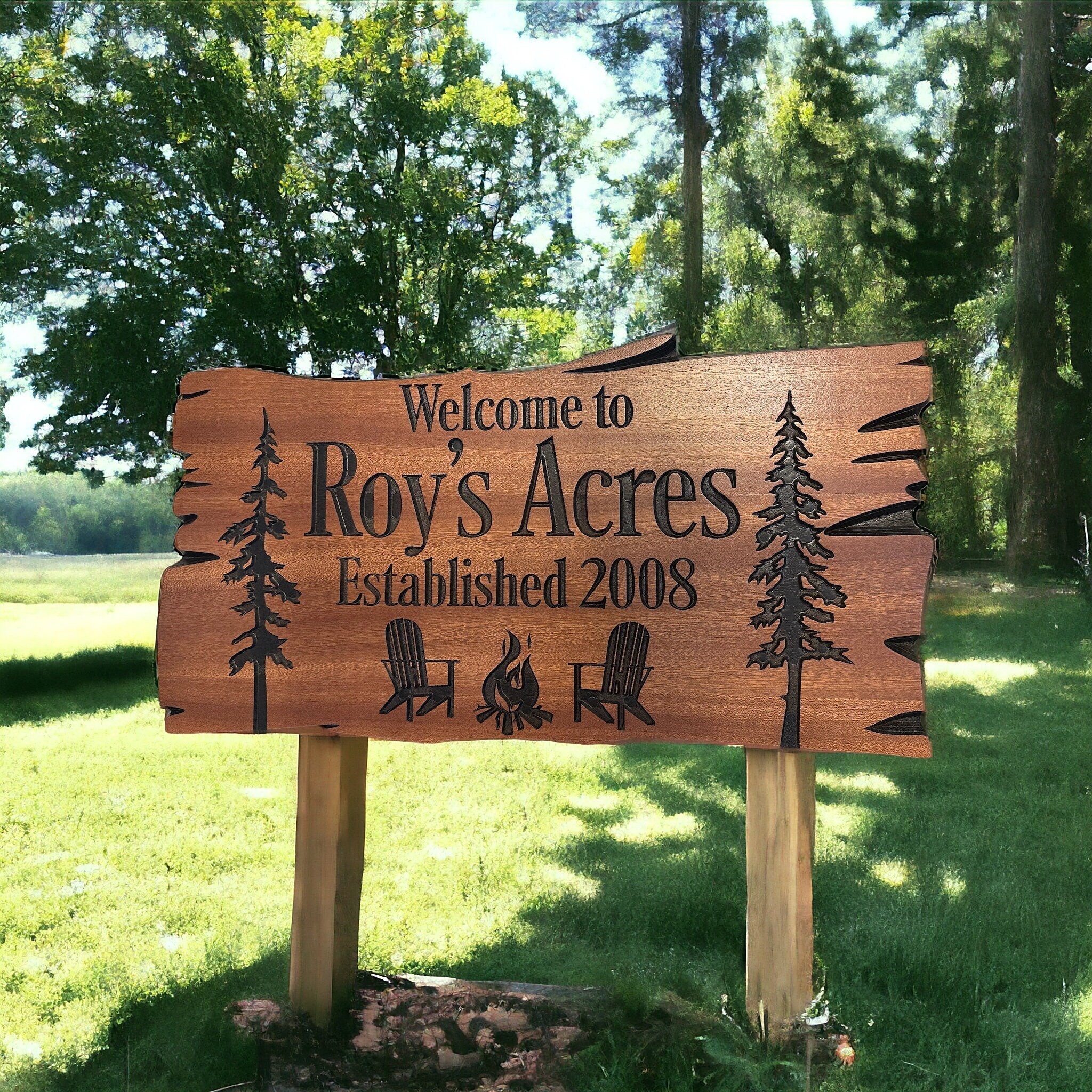 Personalized Cabin Decor Carved Wood Sign