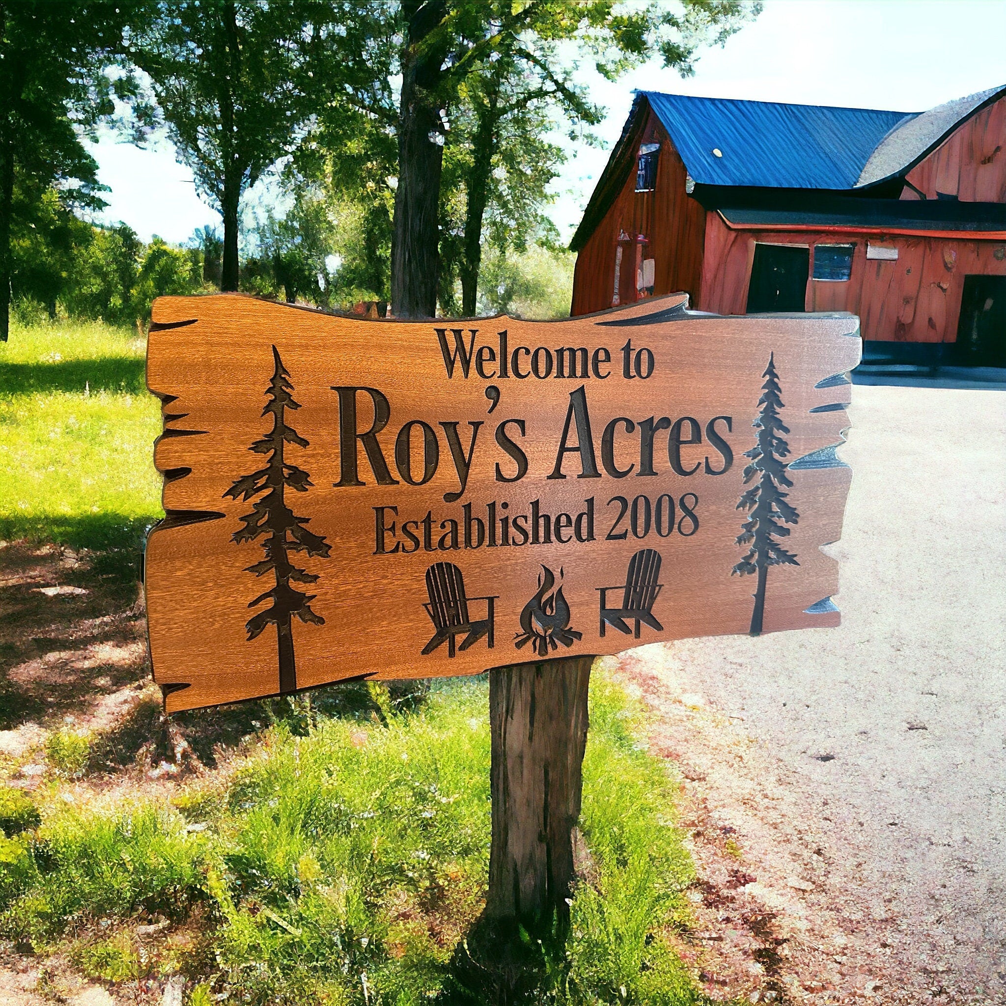 Personalized Cabin Decor Carved Wood Sign