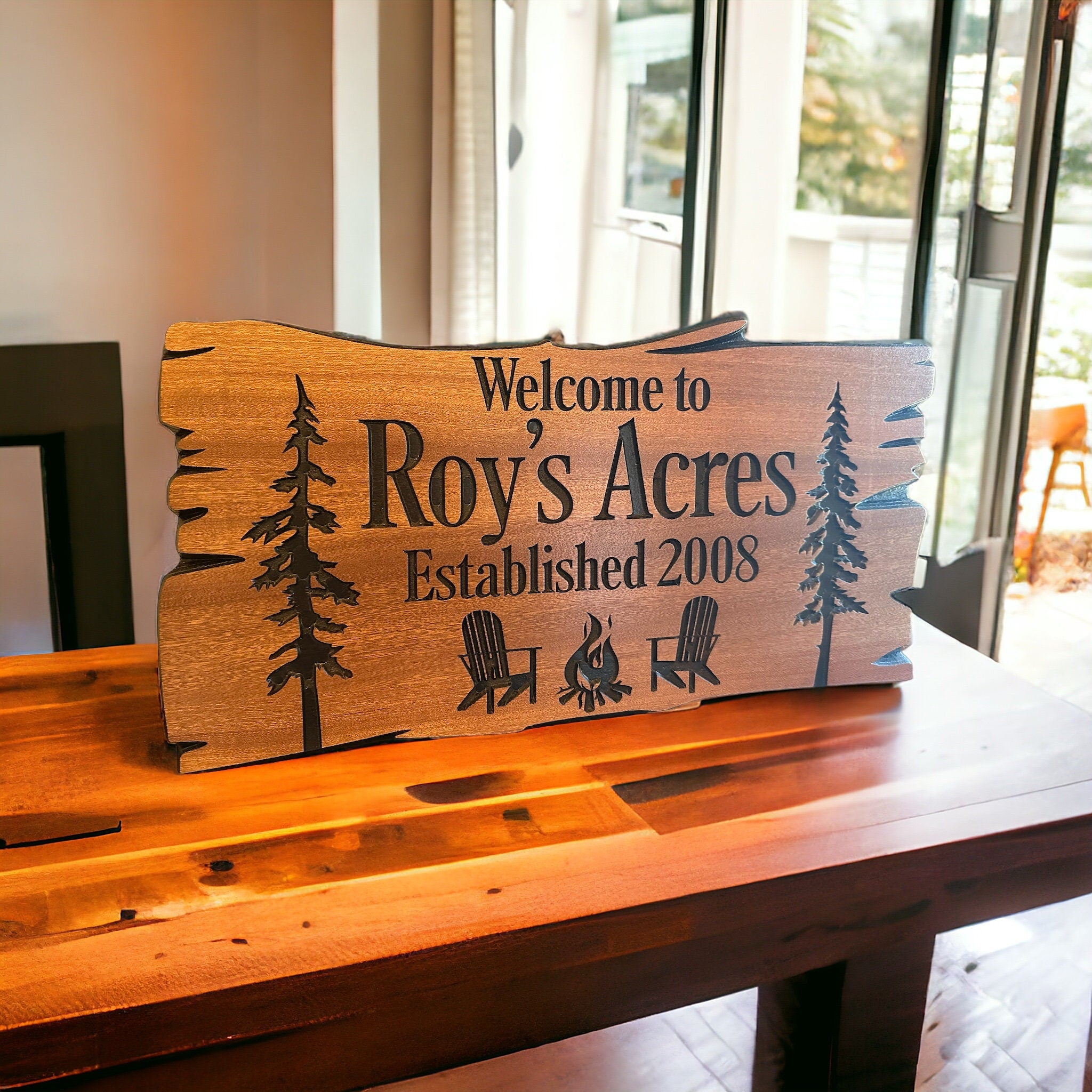 Personalized Cabin Decor Carved Wood Sign