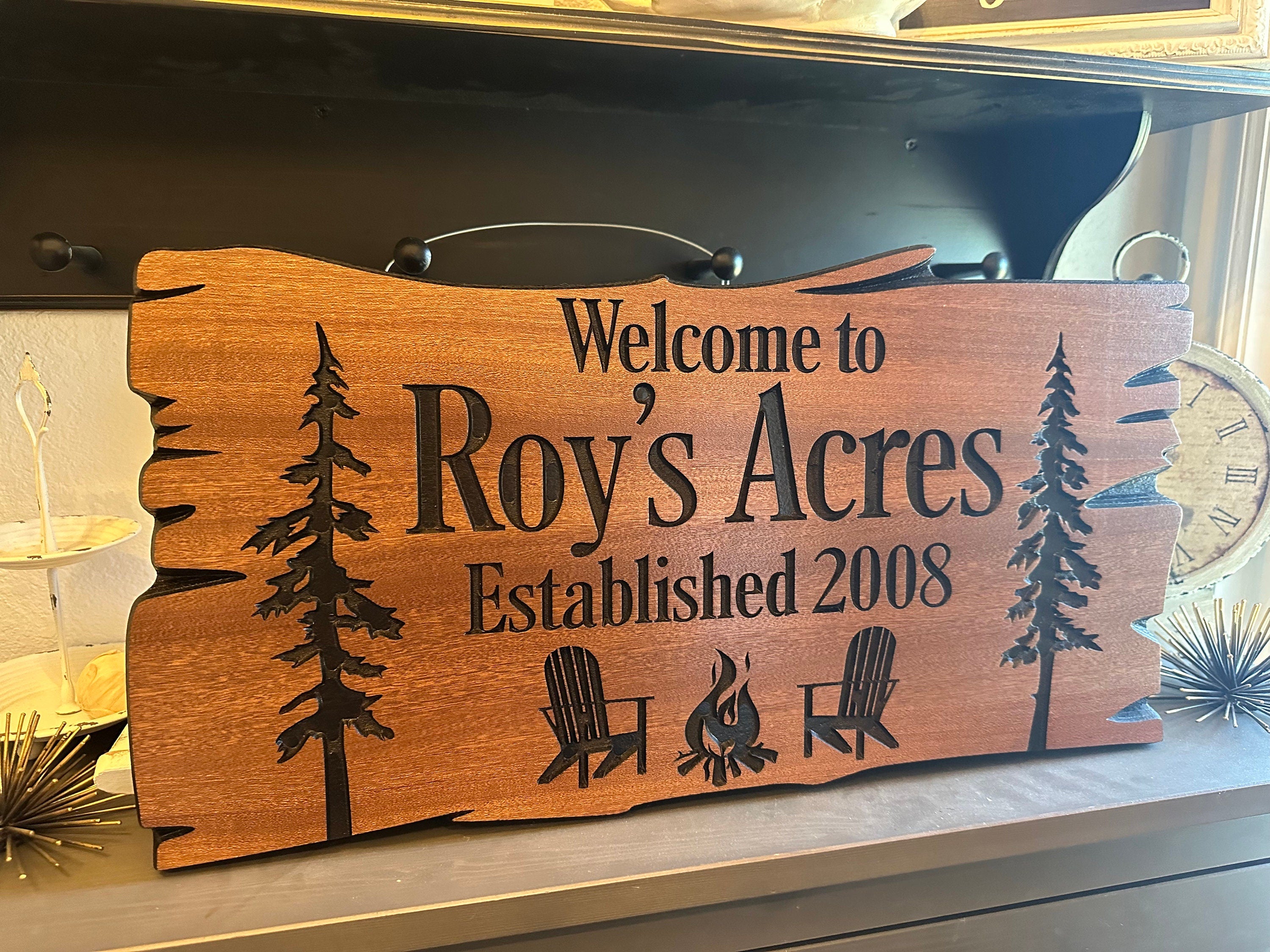 Personalized Cabin Decor Carved Wood Sign