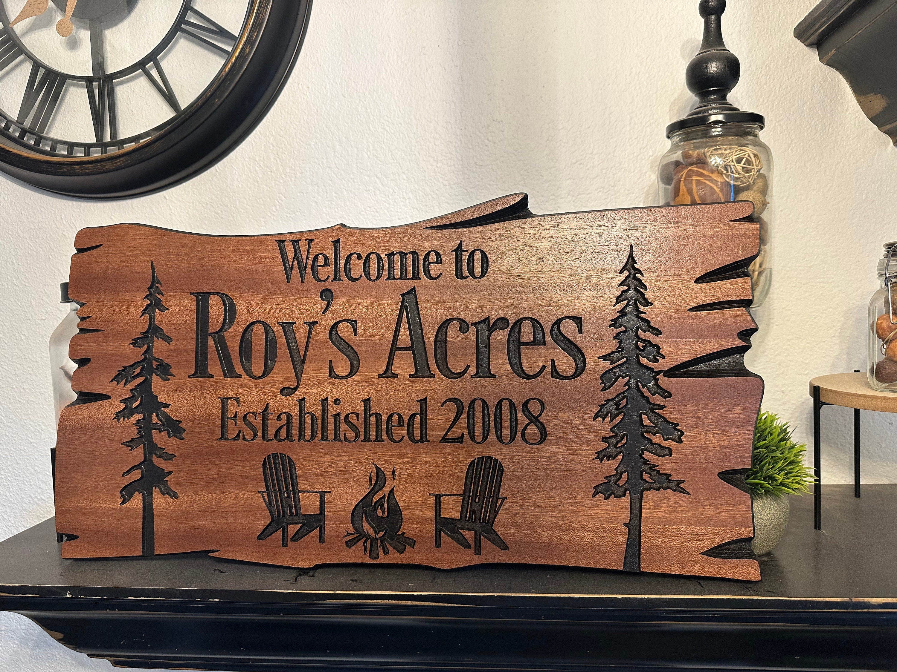 Personalized Cabin Decor Carved Wood Sign