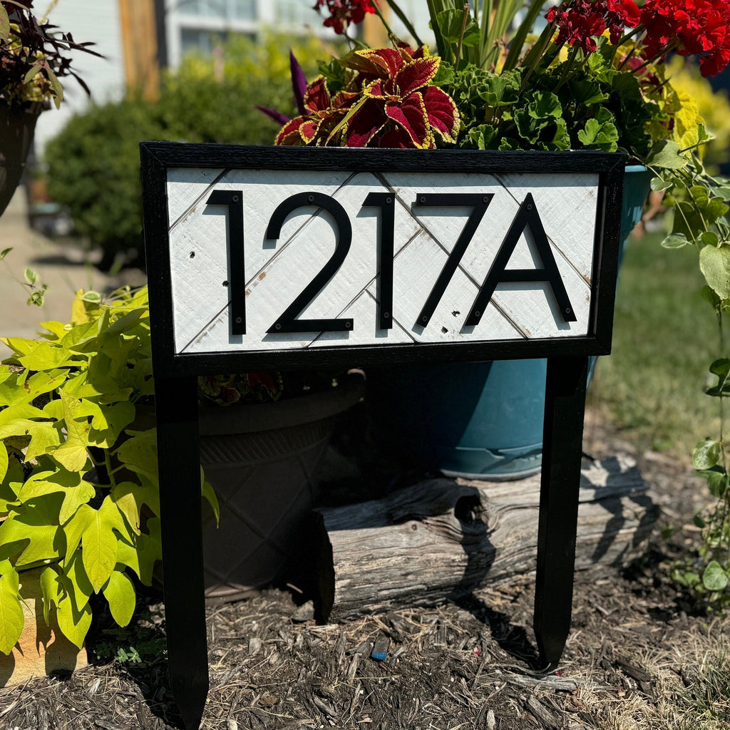Wood Address Sign Metal number