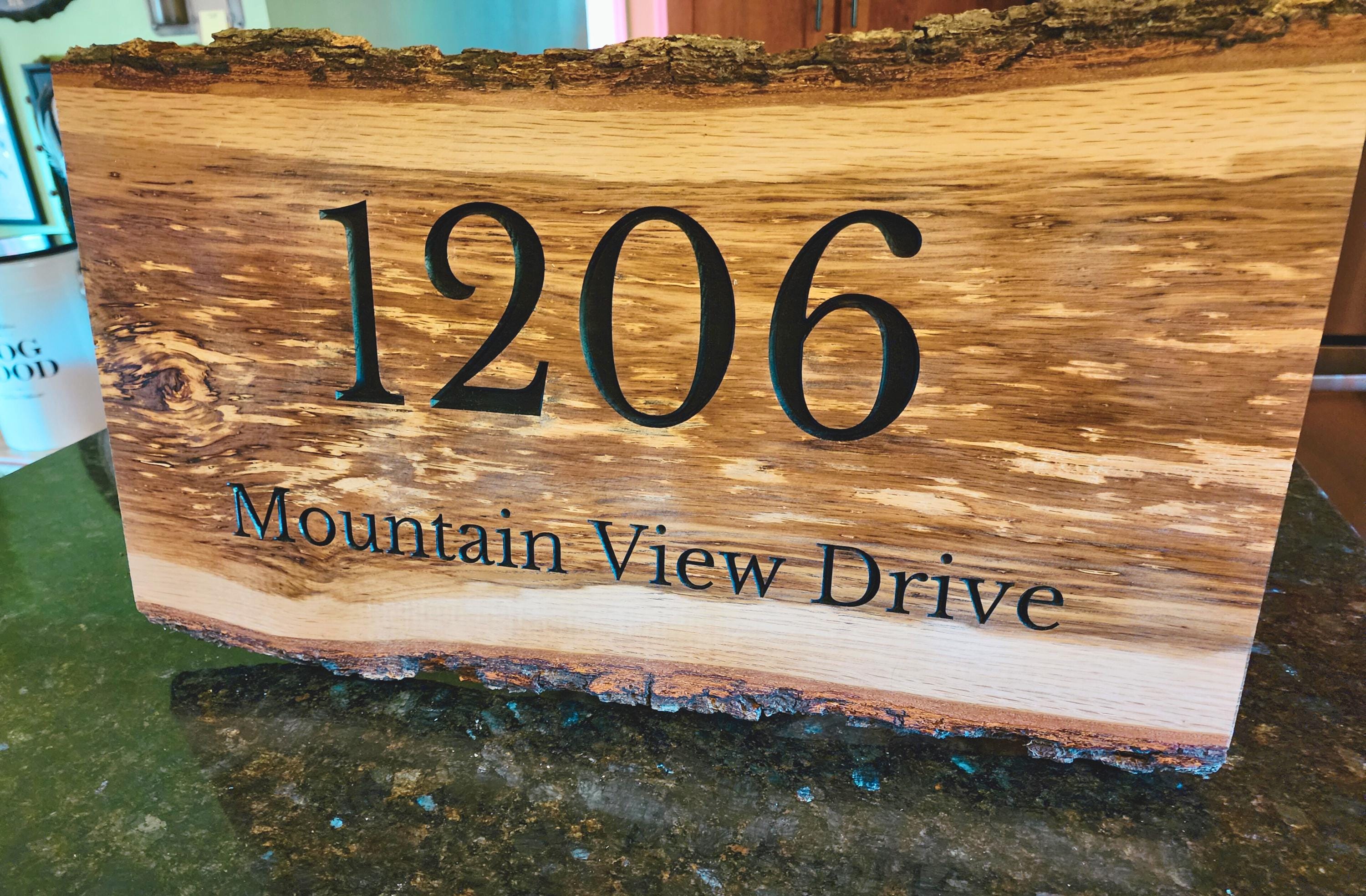 Custom Live Edge Wood Address Sign