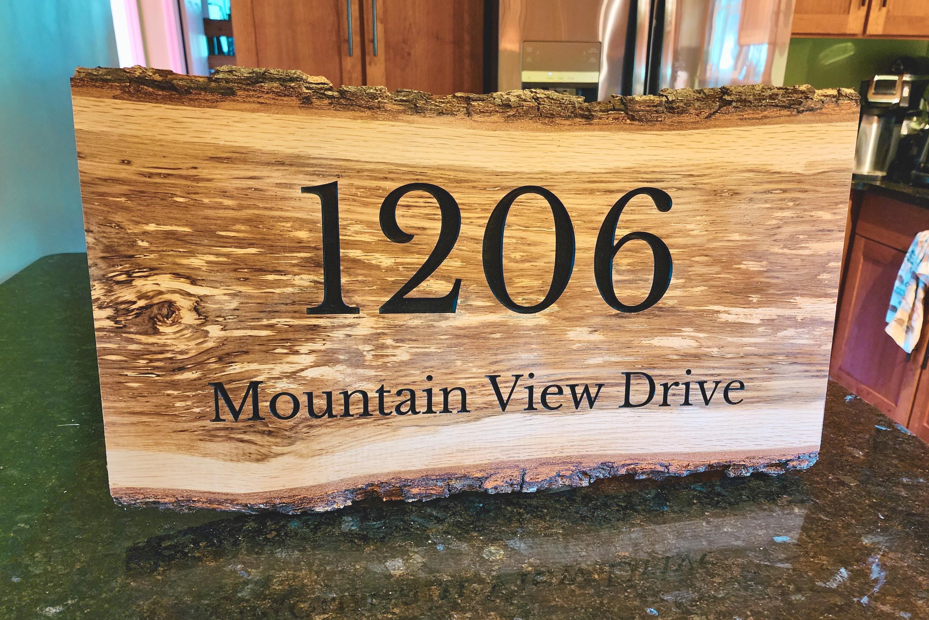 Custom Live Edge Wood Address Sign