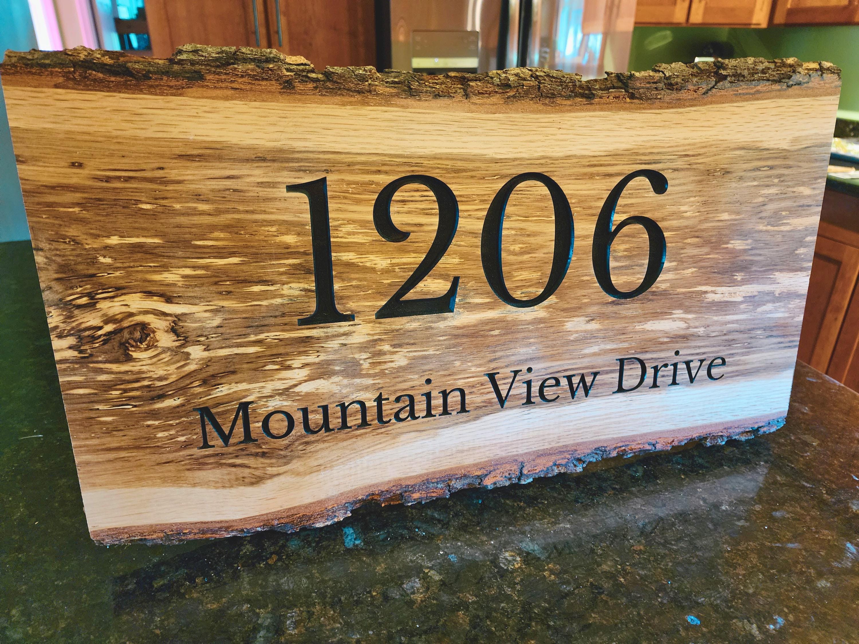Custom Live Edge Wood Address Sign