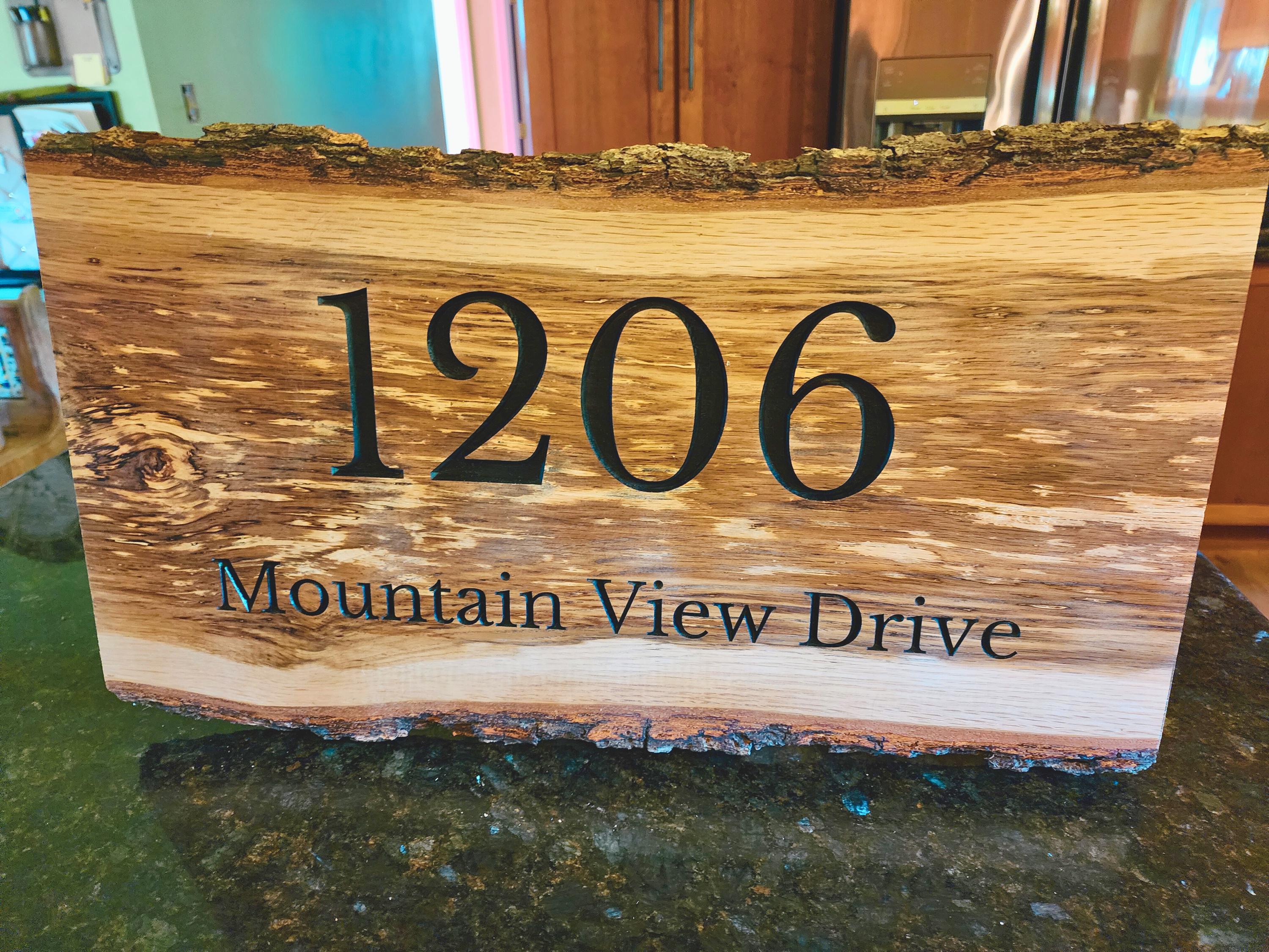 Custom Live Edge Wood Address Sign